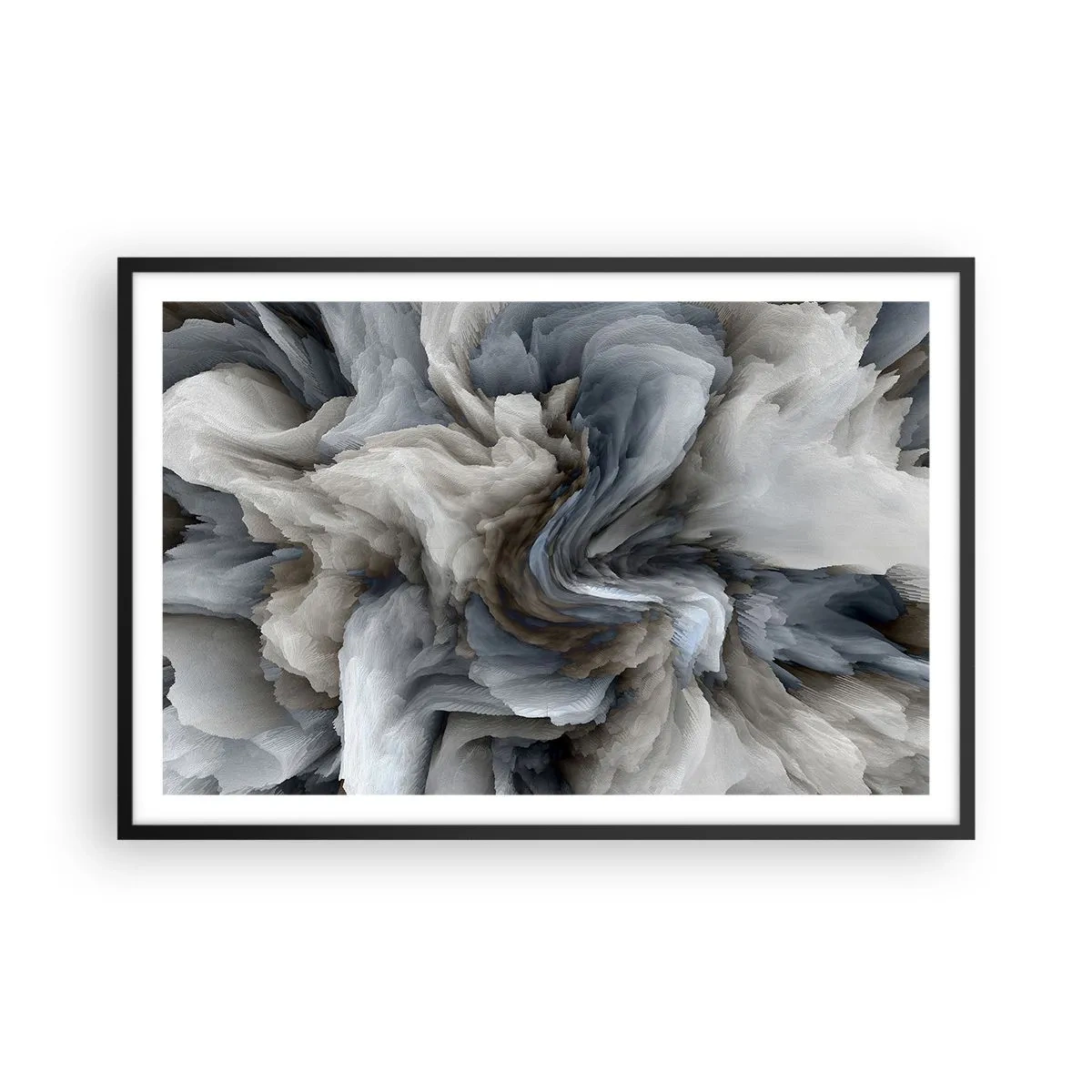 Poster în ramă neagră - Piatră și floare - 91x61 cm