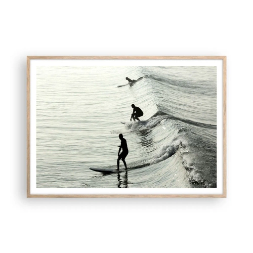 Poster în ramă de stejar deschis - Pentru a întâmpina valul - 100x70 cm