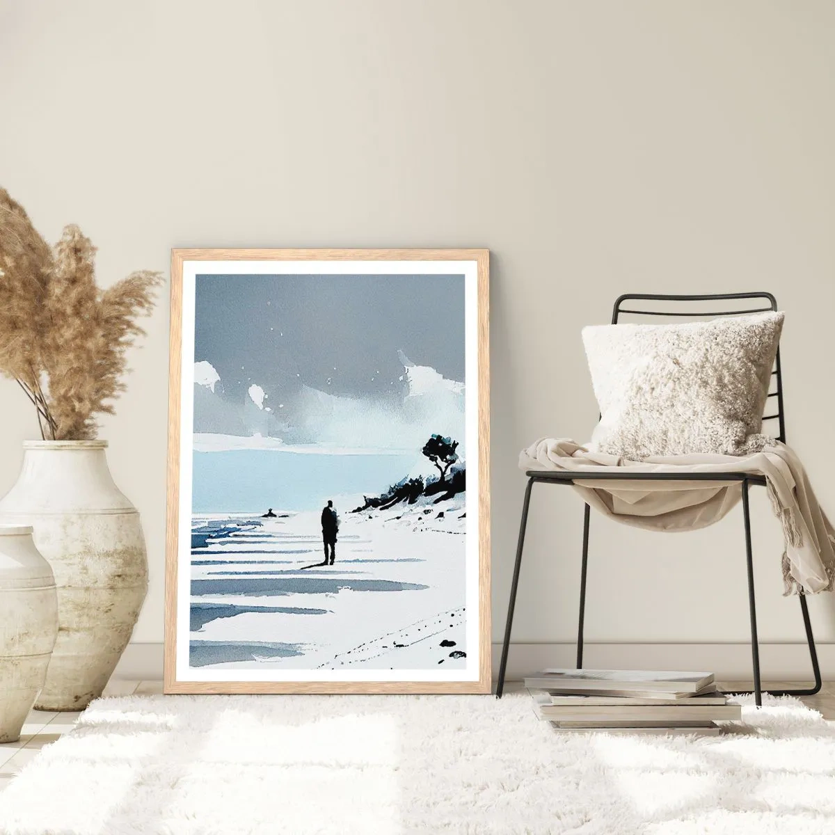 Poster în ramă de stejar deschis - Singuratic - 50x70 cm
