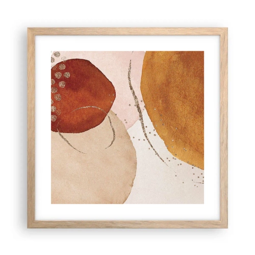 Poster în ramă de stejar deschis - Rotunjime și mișcare - 40x40 cm