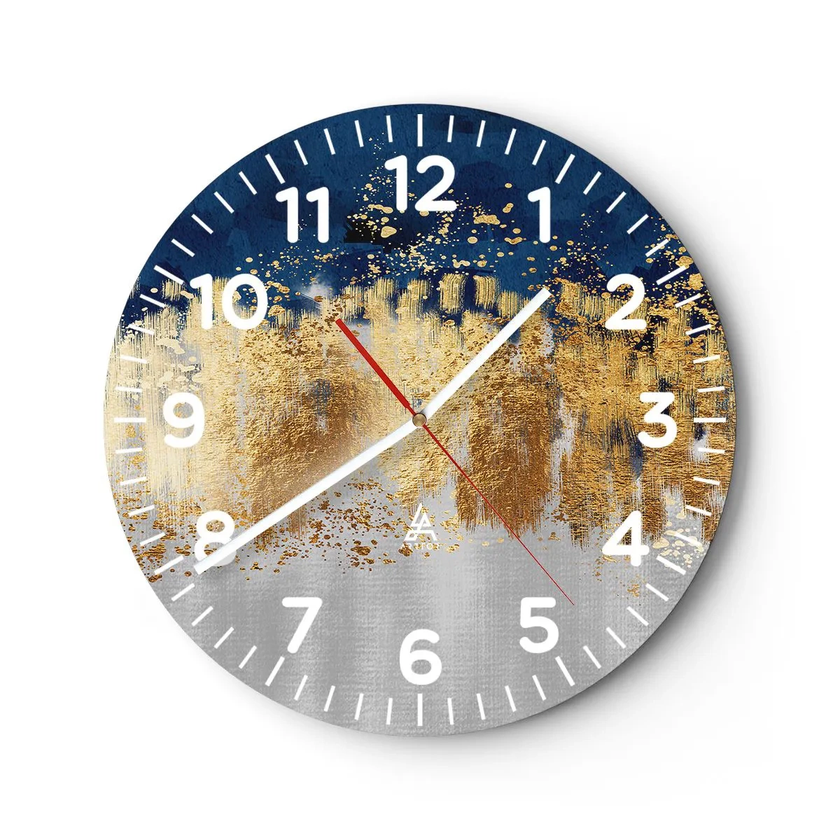 Ceas de perete - Ceas pe sticlă - Compoziție modernă cu bliț - 30x30 cm