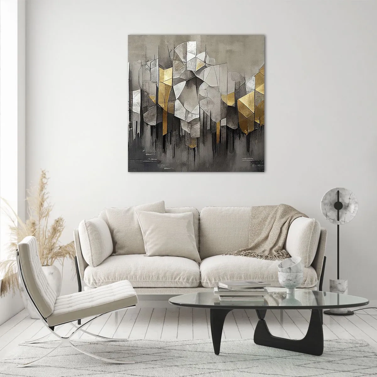 Tablou pe sticlă - Compoziție de gheață și lumină - 50x50 cm