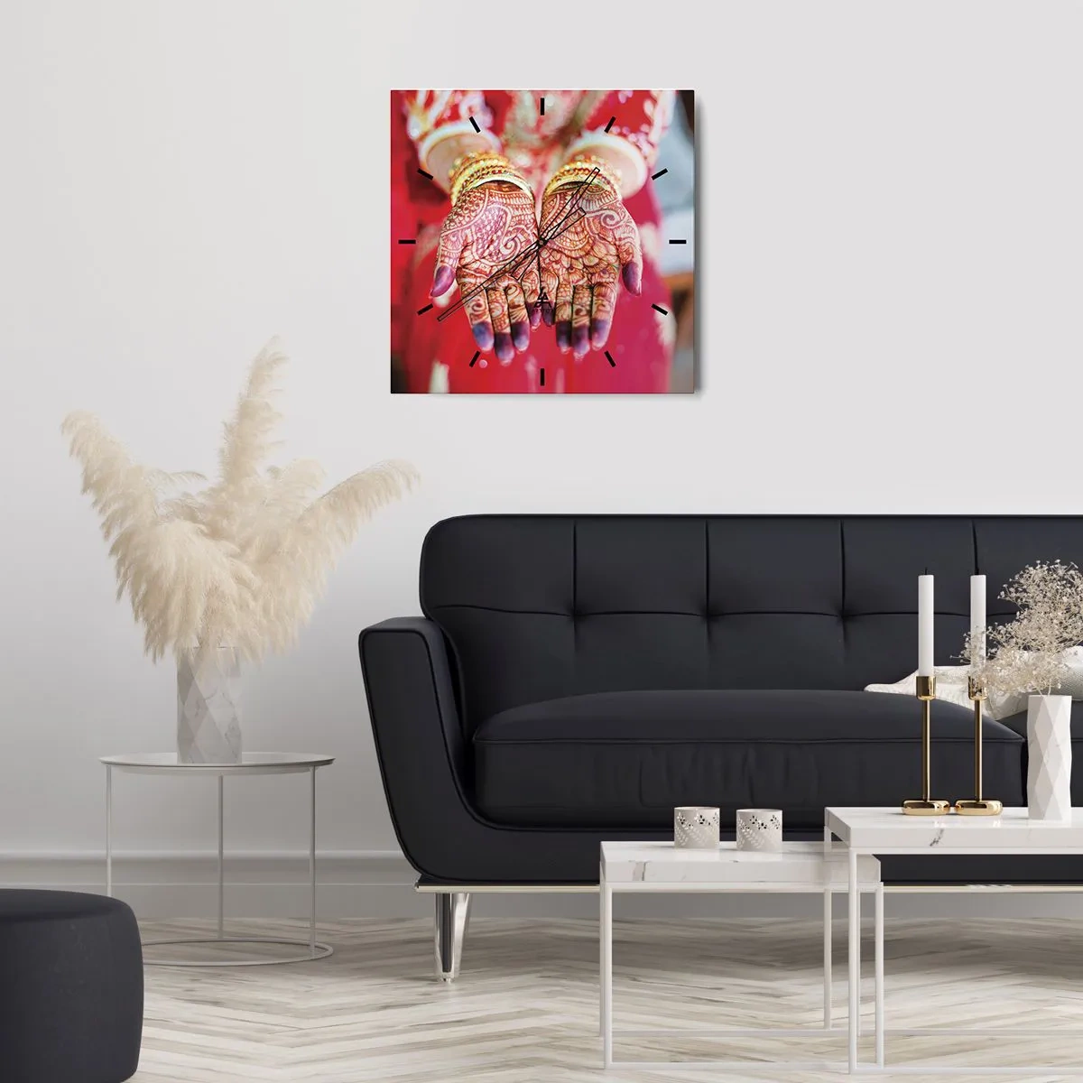 Ceas de perete - Ceas pe sticlă - Gata să prindă fericirea - 30x30 cm