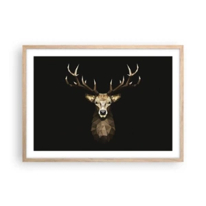 Poster în ramă de stejar deschis - Cerb cubist - 70x50 cm