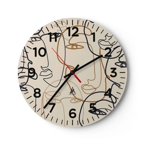 Ceas de perete - Ceas pe sticlă - Portret multiplicat - 30x30 cm