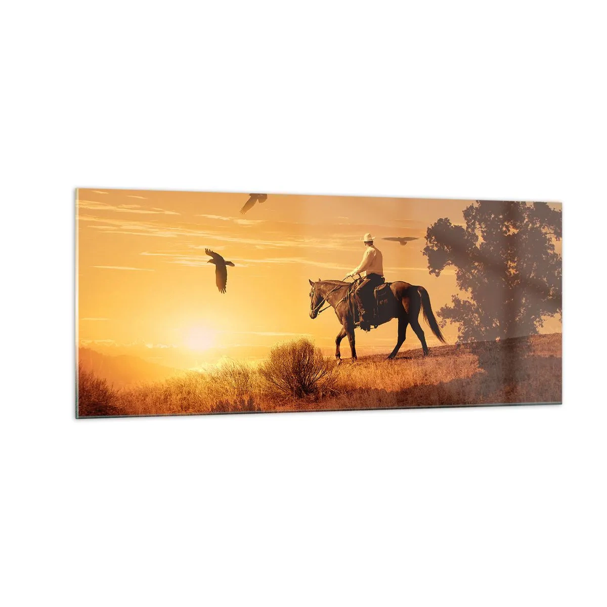 Tablou pe sticlă - Singur peste prerie - 100x40 cm