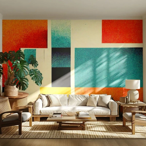 Tapet Autoadeziv Deluxe Sticker - Abstracție geometrică - energie bună - Pătrate, În vârstă, Bucată - 450x315 cm