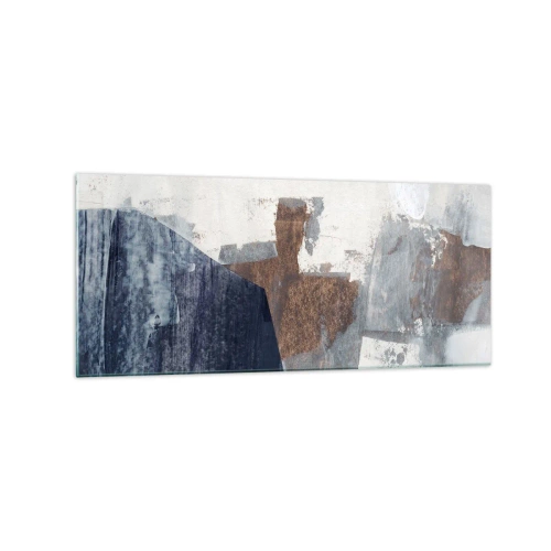 Tablou pe sticlă - Forme albastre-maronii - 120x50 cm