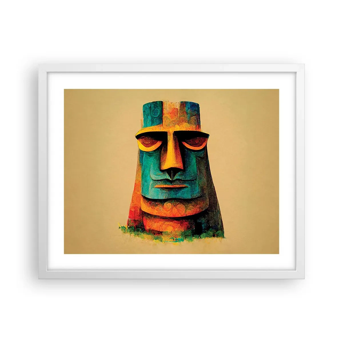 Poster în ramă albă - Statuie, dar simpatică - 50x40 cm