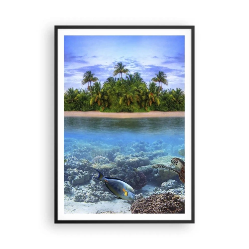 Poster în ramă neagră - Insula paradisiacă vă invită - 70x100 cm