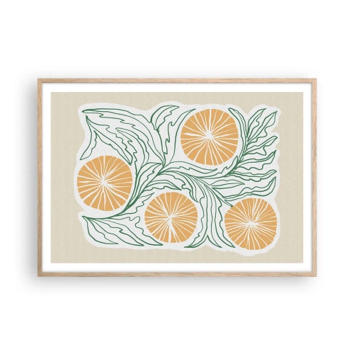 Poster în ramă de stejar deschis - Etnic cu o notă de abstracție - 100x70 cm