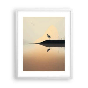 Poster în ramă albă - Domn pe lac - 40x50 cm