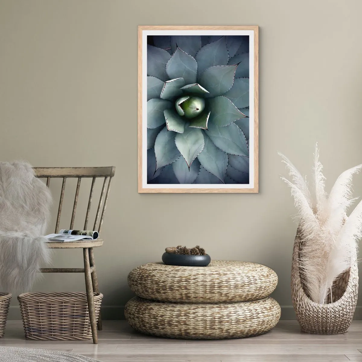 Poster în ramă de stejar deschis - Momește și avertizează - 40x50 cm