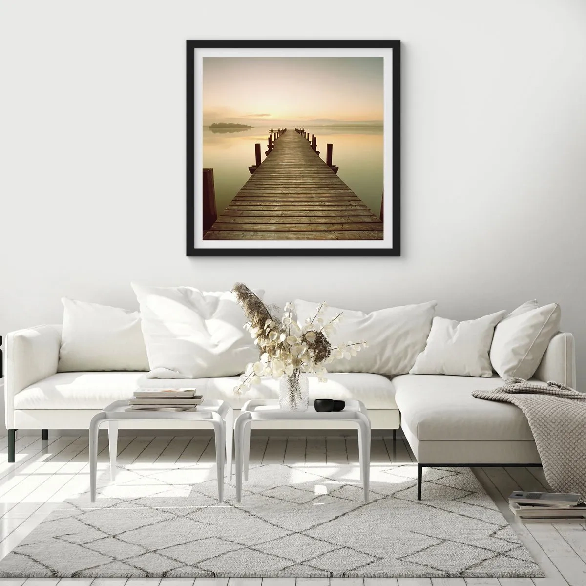 Poster în ramă neagră - Înainte de răsărit, zori, lumină - 60x60 cm