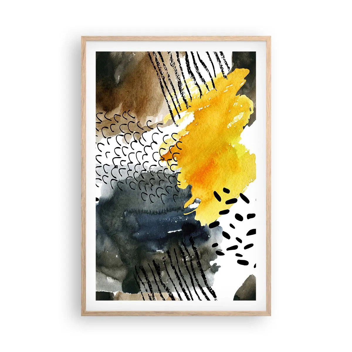 Poster în ramă de stejar deschis - O întâlnire a elementelor - 61x91 cm