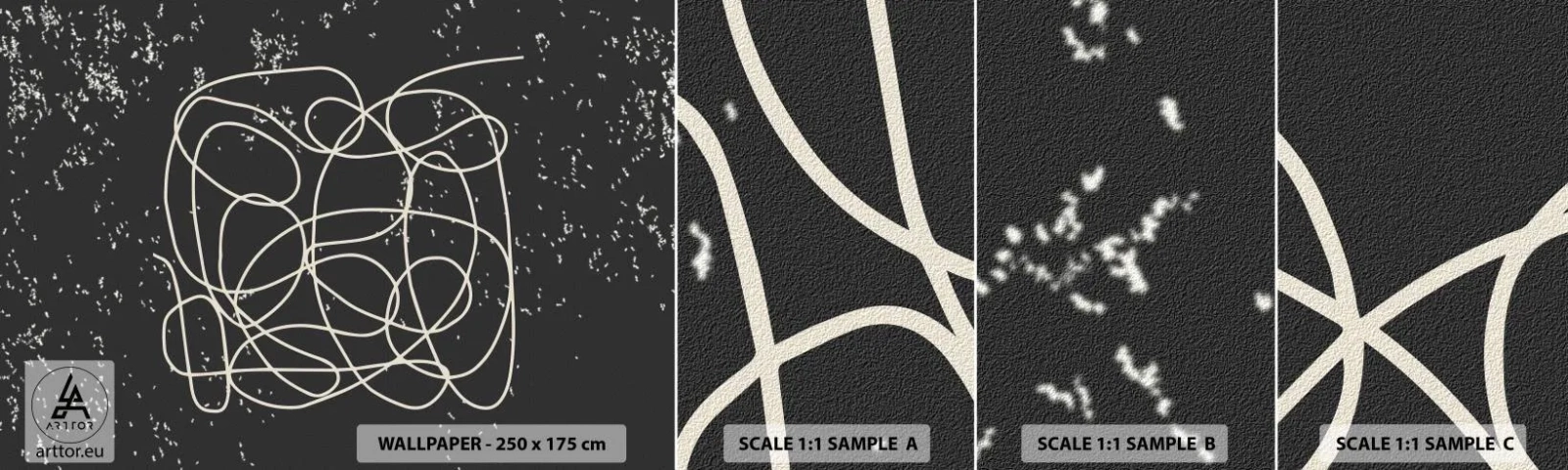 Mostră tapet autocolant Deluxe Sticker - Gânduri rătăcitoare - Abstracția, Grafică, Bucată - 100x30 cm