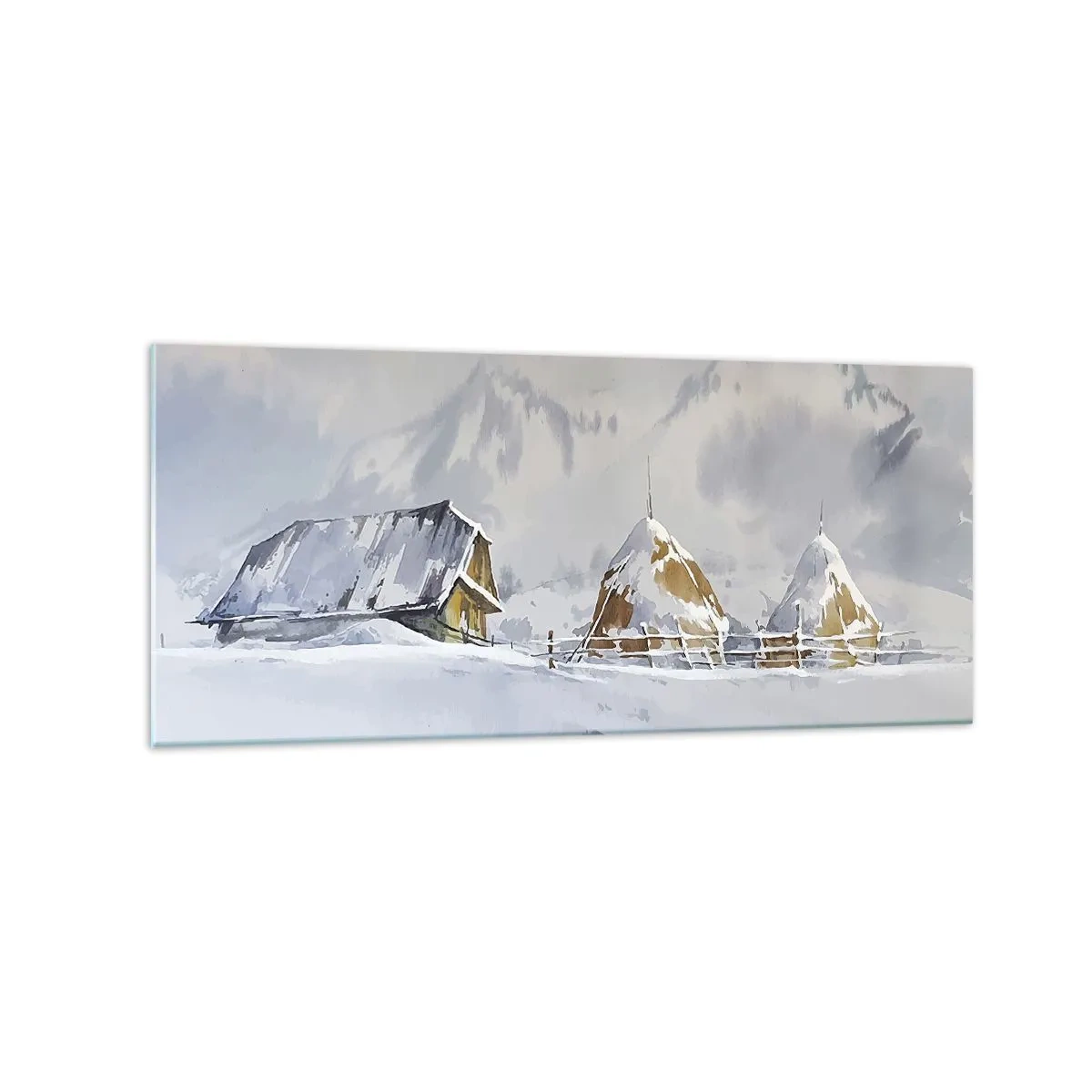 Tablou pe sticlă - Într-o vale înzăpezită - 120x50 cm