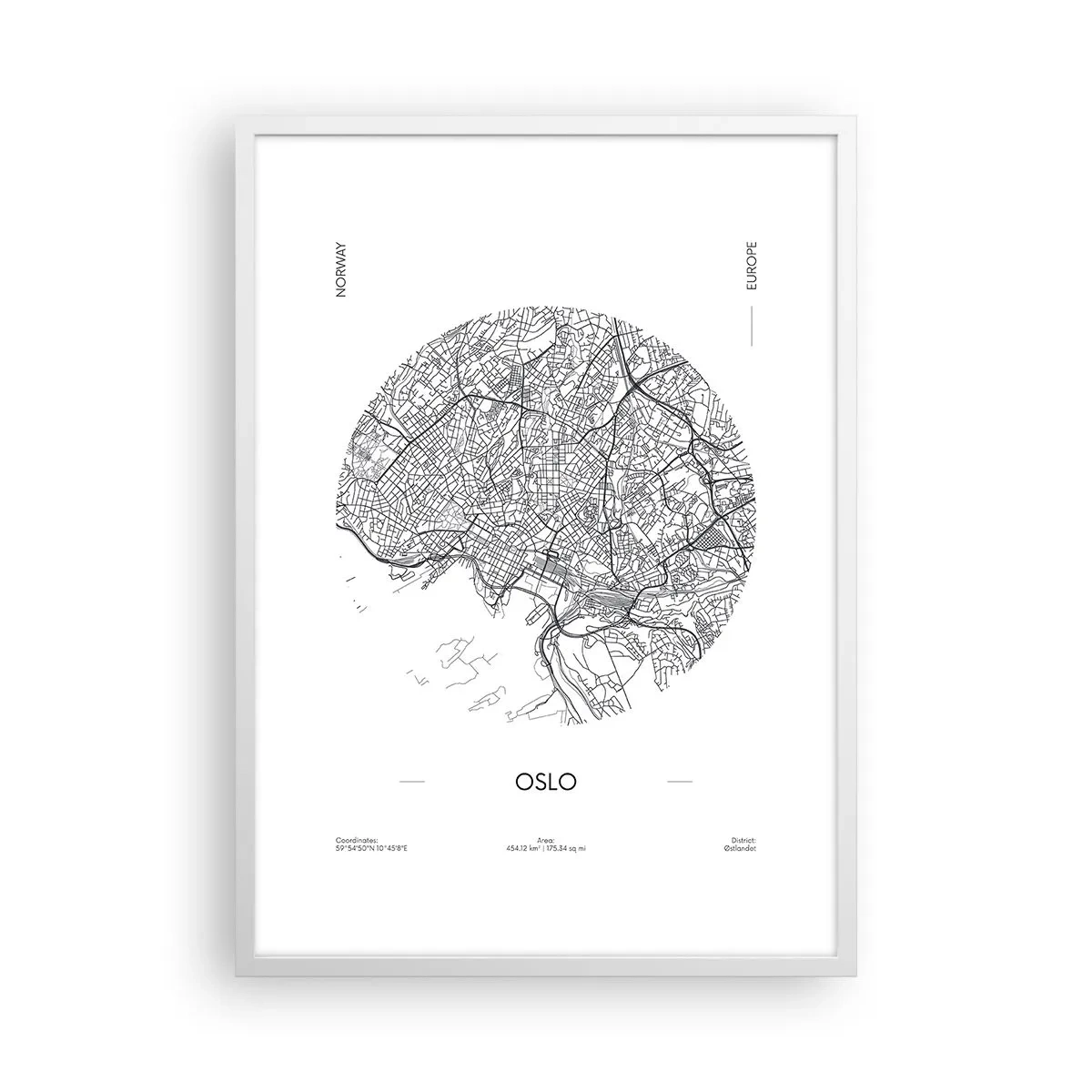 Poster în ramă albă - Anatomia Oslo - 50x70 cm