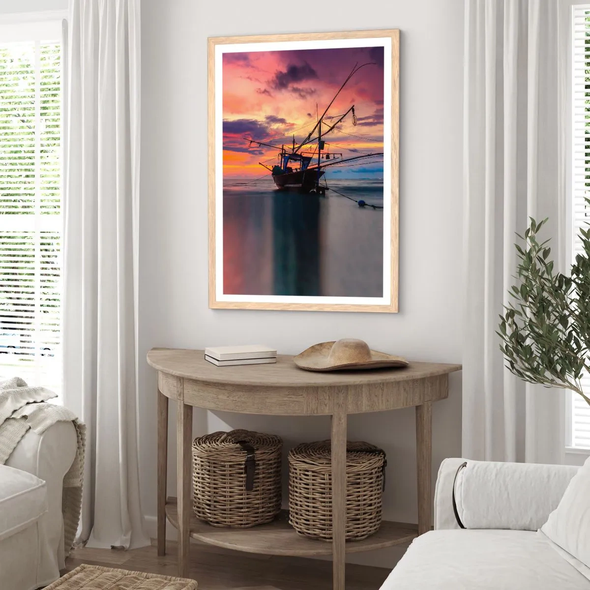 Poster în ramă de stejar deschis - O seară exotică - 50x70 cm