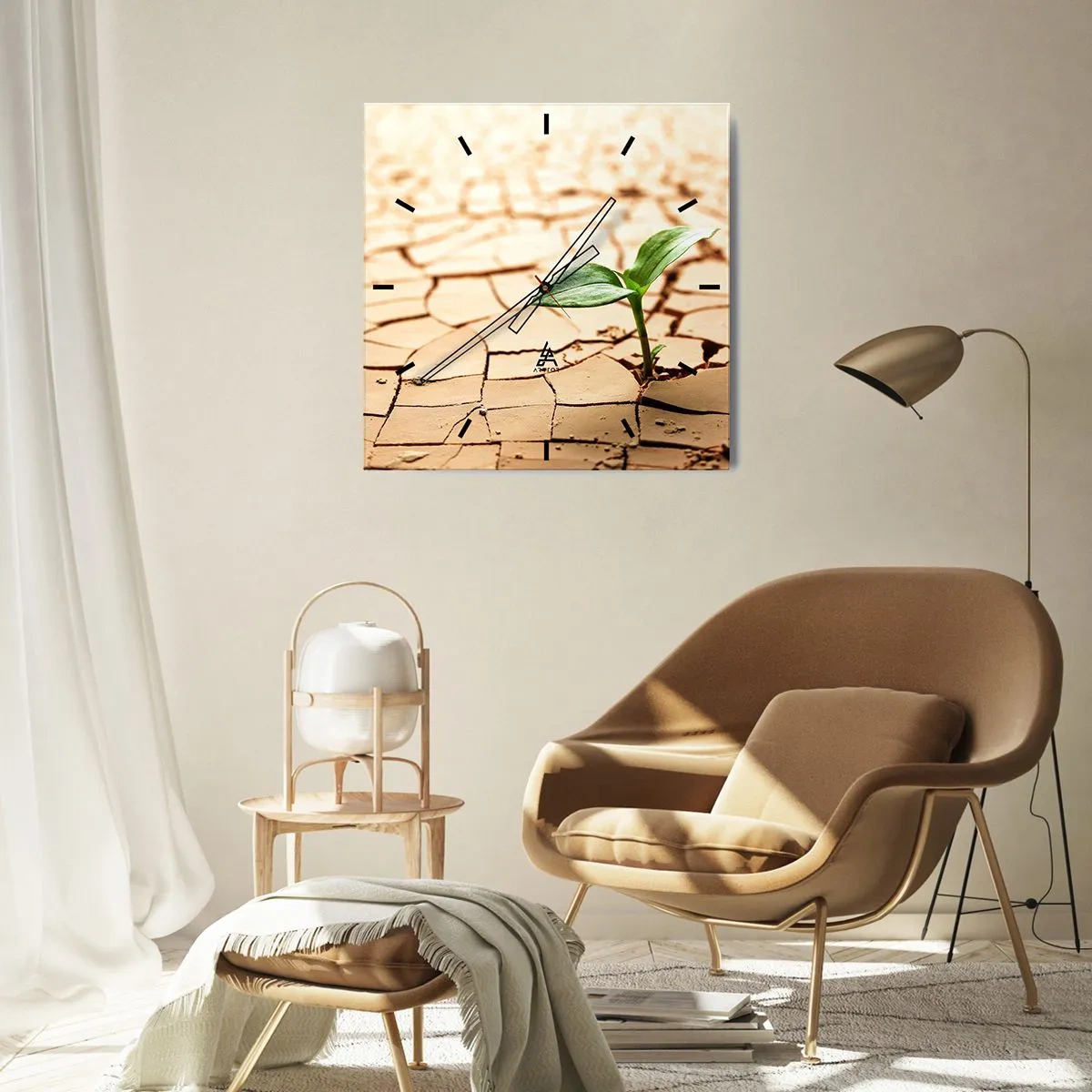 Ceas de perete - Ceas pe sticlă - Forța irepresibilă a vieții - 30x30 cm
