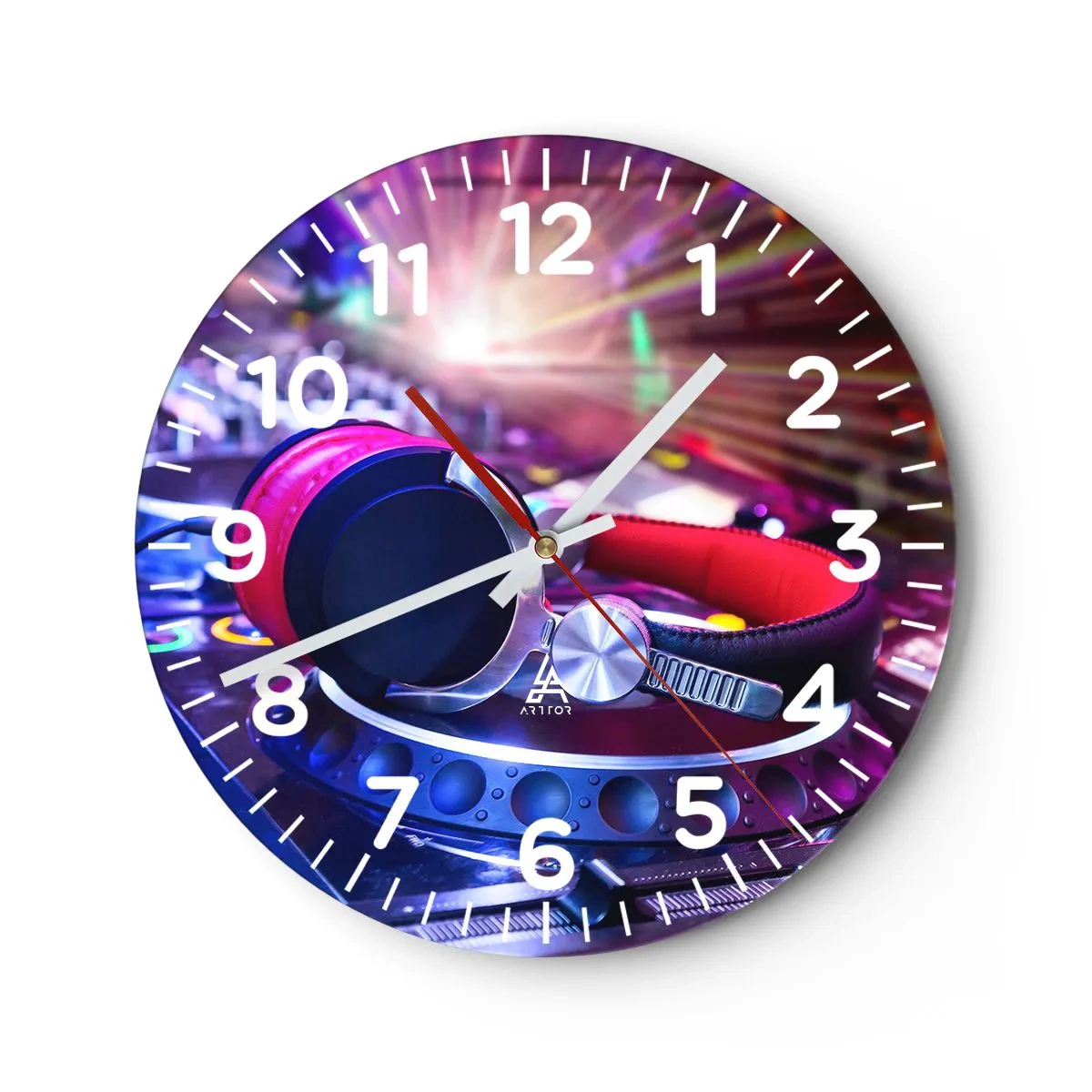 Ceas de perete - Ceas pe sticlă - Imediat începe distracția - 30x30 cm