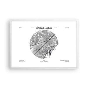 Poster în ramă albă - Anatomia Barcelonei - 70x50 cm