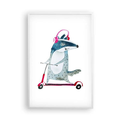 Poster în ramă albă - Bucurie de bursuc - 61x91 cm