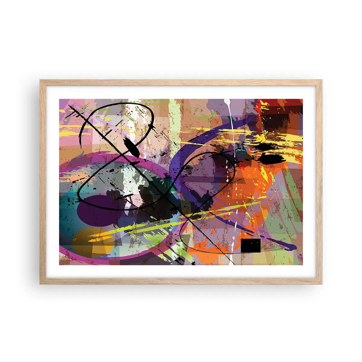 Poster în ramă de stejar deschis - Poate fi drept sau de jur împrejur - 70x50 cm