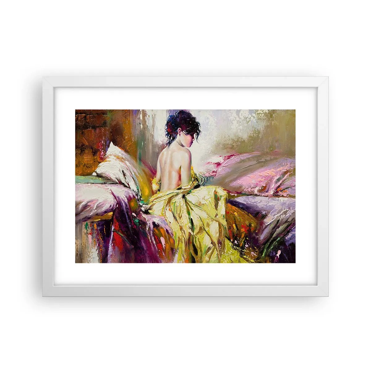 Poster în ramă albă - Mi-aș muia buzele în paharul cu vin de pe masa ta - 40x30 cm