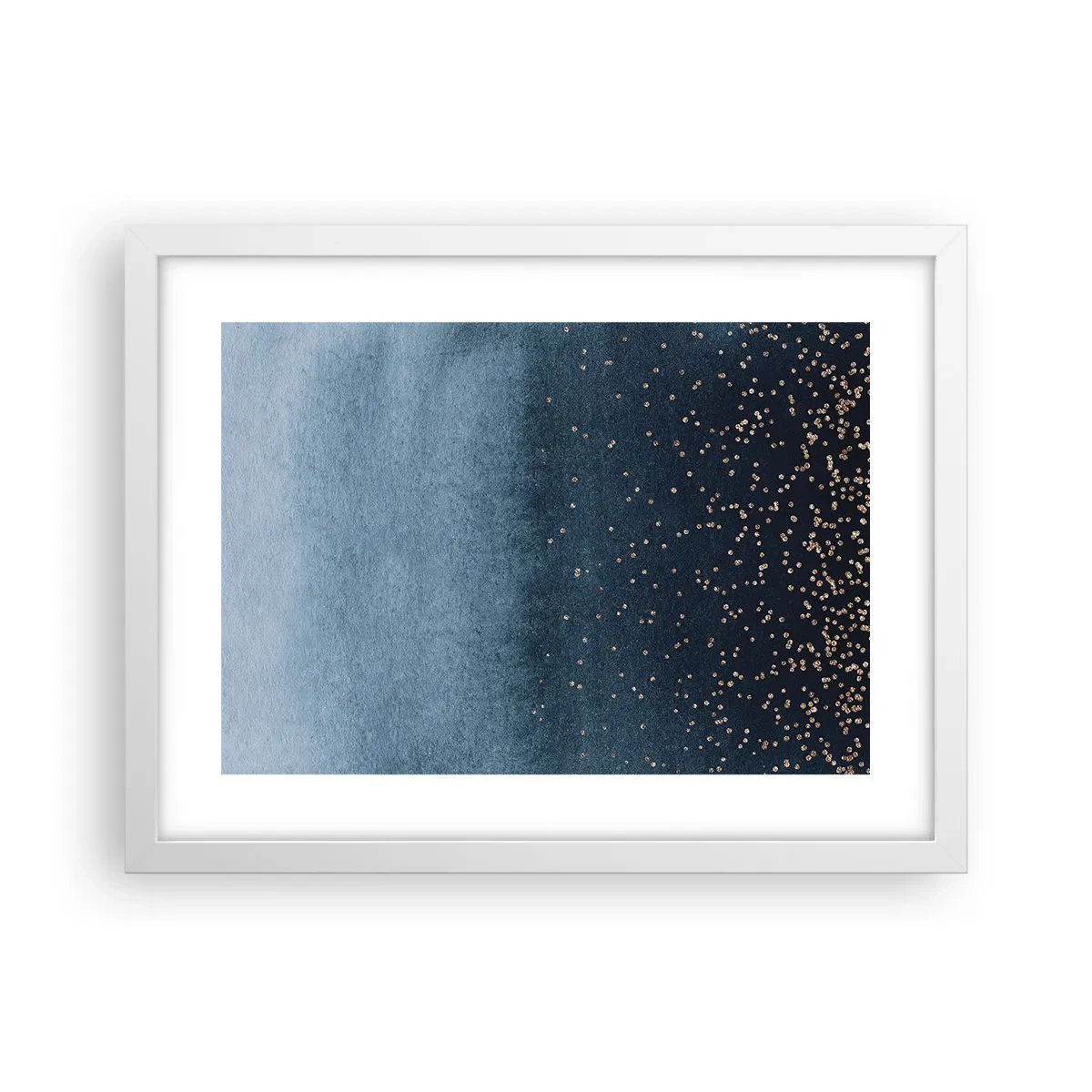 Poster în ramă albă - Compoziție - faze albastre - 40x30 cm