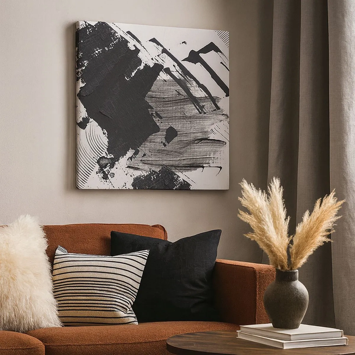 Tablou pe pânză - Abstracție - expresie de negru - 30x30 cm