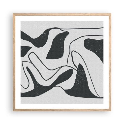 Poster în ramă de stejar deschis - Distracție abstractă în labirint - 60x60 cm