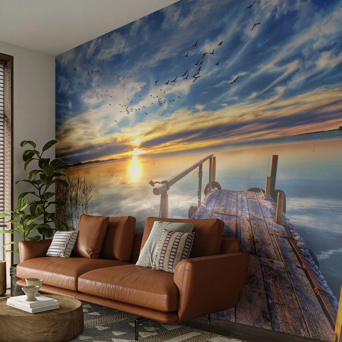 Tapet Standard Eco - Vântul se odihnește - Peisaj, Lac, Pod de lemn - 400x280 cm