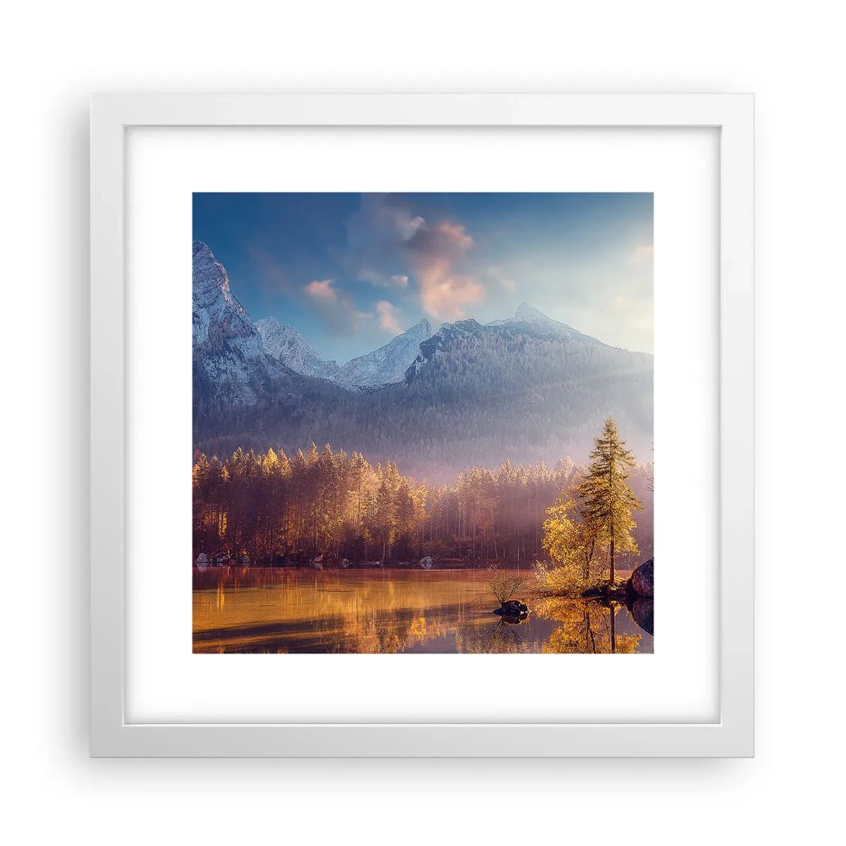 Poster în ramă albă - La munte și la deal - 30x30 cm