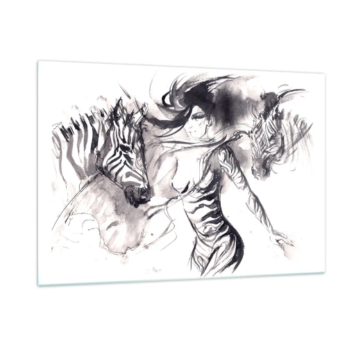 Tablou pe sticlă - Dansând cu zebrele - 120x80 cm