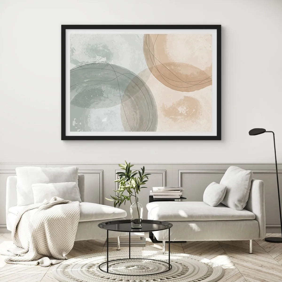 Poster în ramă neagră - Întrepătrunderea lumilor - 100x70 cm