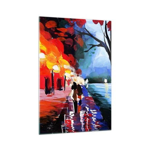 Tablou pe sticlă - Toamnă înflăcărată în parc - 70x100 cm