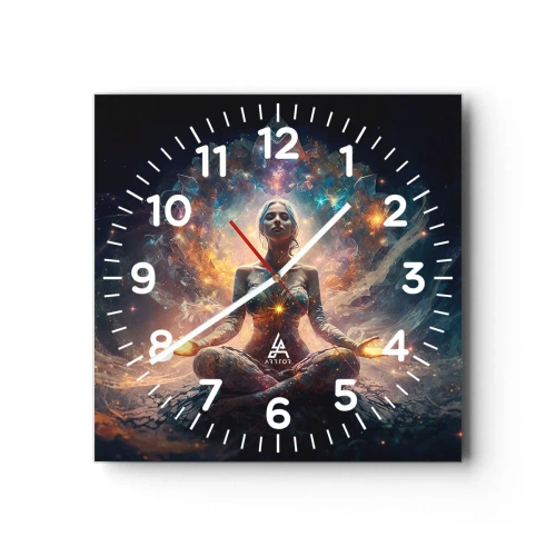 Ceas de perete - Ceas pe sticlă - Flux de energie bună - 40x40 cm