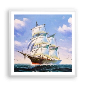 Poster în ramă albă - Cu mândrie în vânt - 60x60 cm