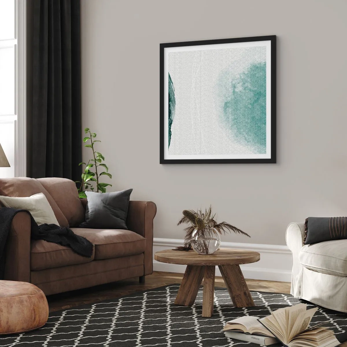 Poster în ramă neagră - Întâlnire cu ceața - 40x40 cm