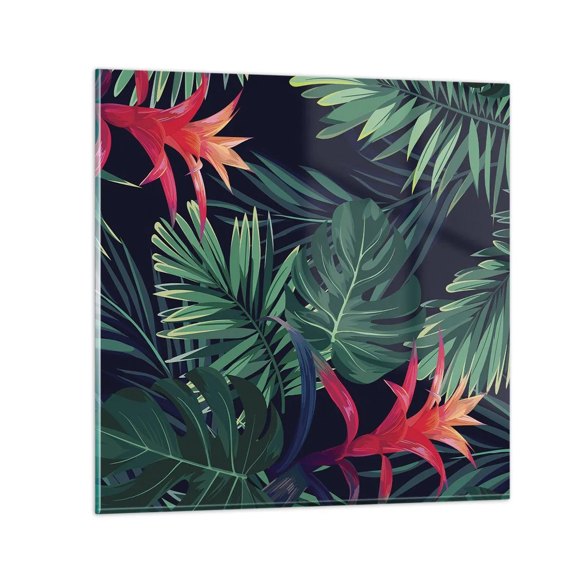 Tablou pe sticlă - Flacăra verde - 60x60 cm