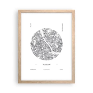 Poster în ramă de stejar deschis - Anatomia Varșoviei - 30x40 cm