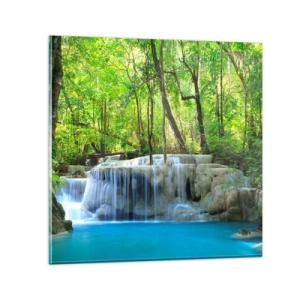 Tablou pe sticlă - Scufundat în turcoaz și verde - 60x60 cm