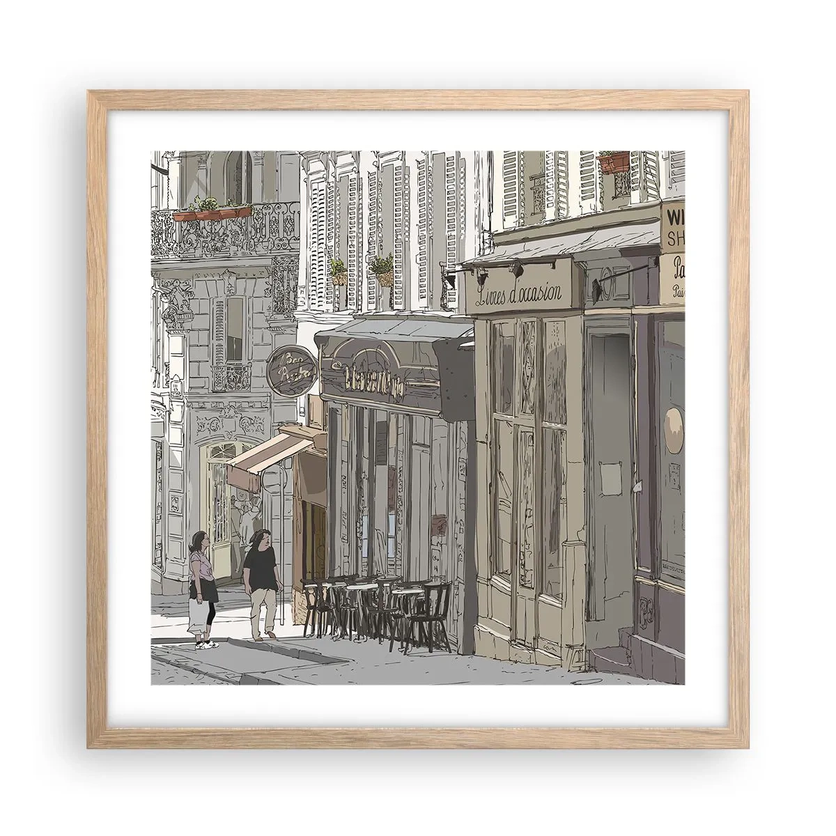 Poster în ramă de stejar deschis - Bucurii urbane - 50x50 cm