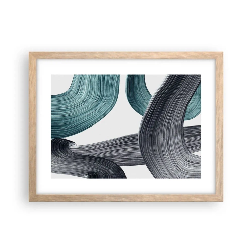Poster în ramă de stejar deschis - Trasee de smarald și negru - 40x30 cm