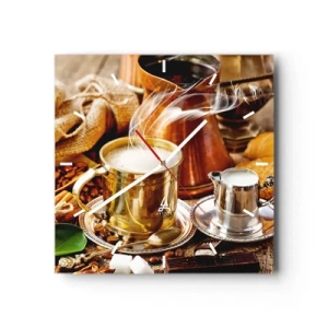 Ceas de perete - Ceas pe sticlă - O zi bună! - 30x30 cm