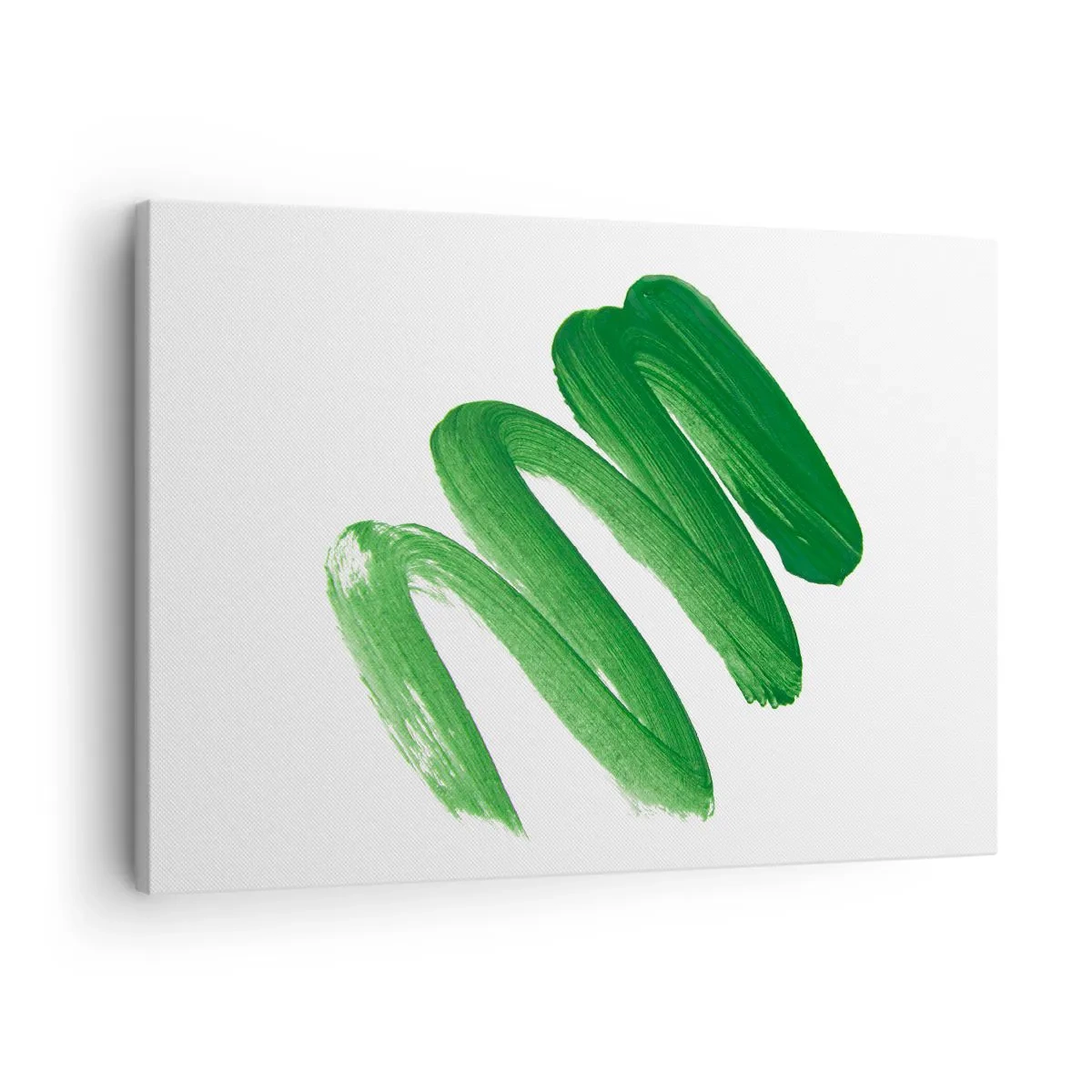 Tablou pe pânză Canvas - tușă de pensulă abstractă verde pe fundal alb - 70x50cm - Glumă verde - Decorațiune modernă pentru perete pentru living și dormitor ARTTOR