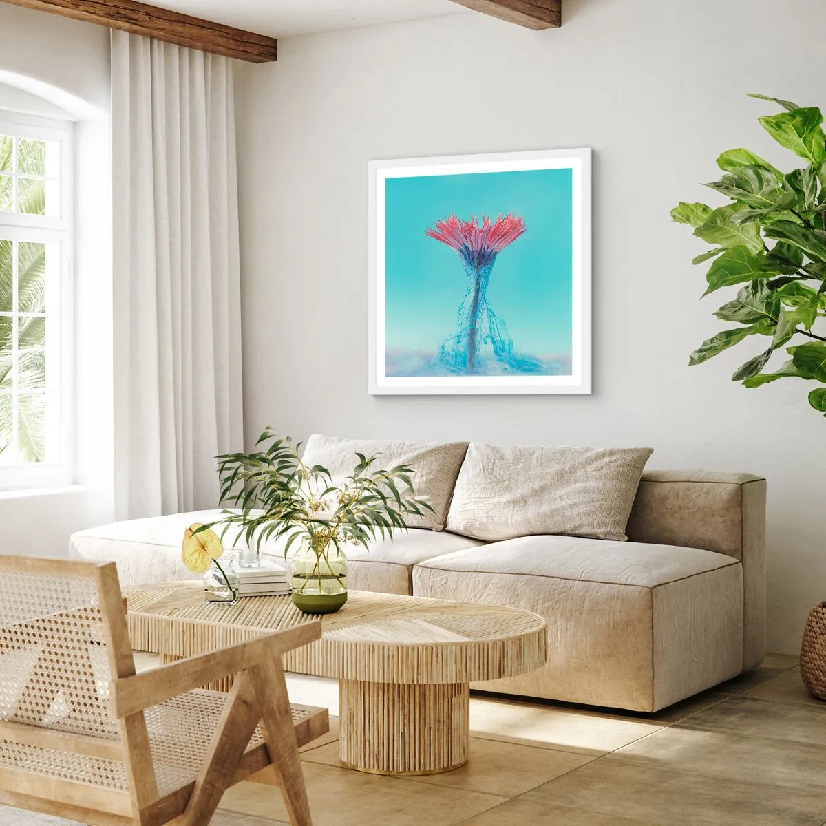 Poster în ramă albă - Într-o unduire revigorantă - 30x30 cm