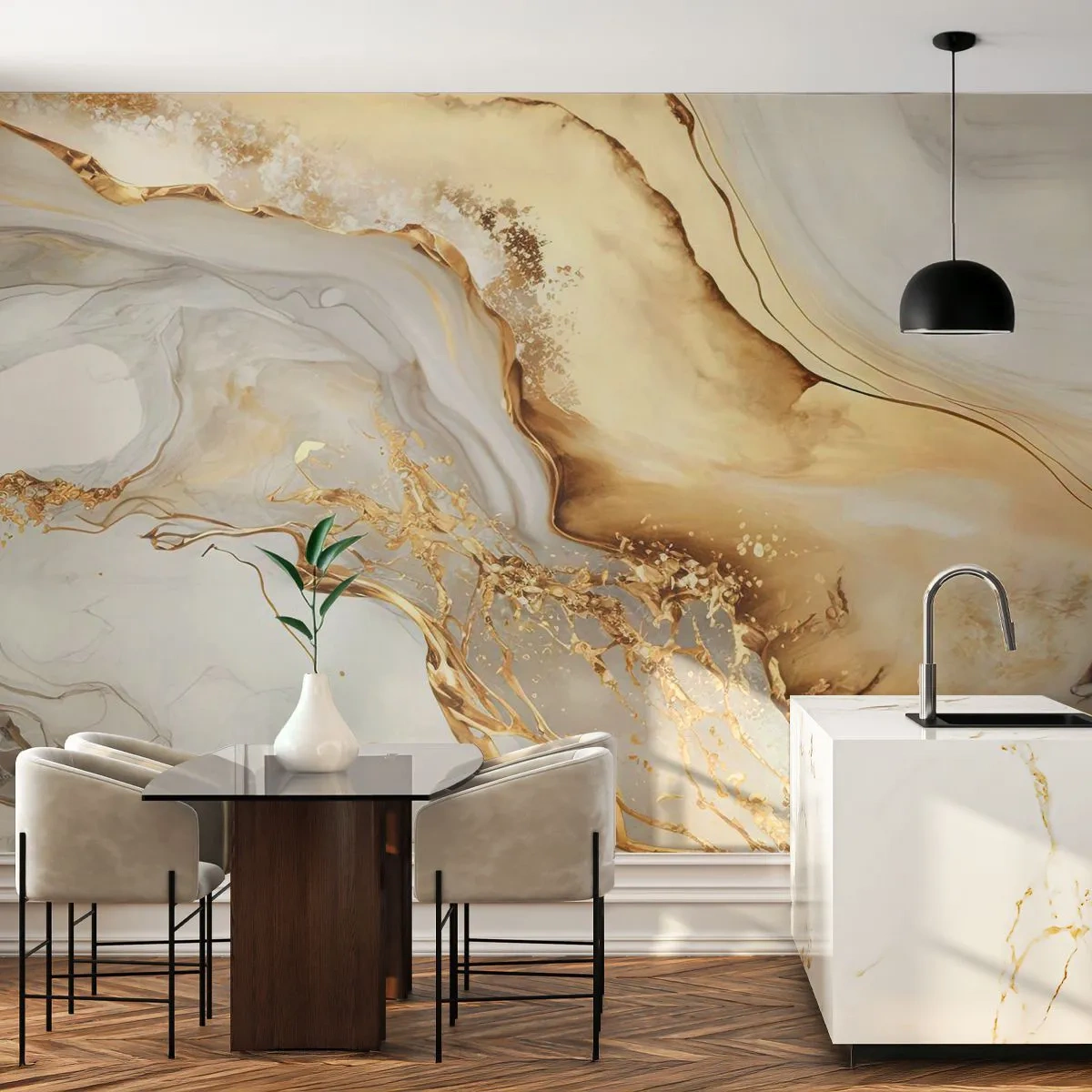 Tapet Standard Eco - Abstracție: frumusețe și bunătate - Marmură, Glamour, Elegant - 350x256 cm