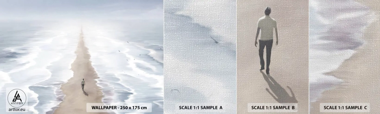 Mostră tapet Premium Canvas - Un viitor luminos - Mare, Luminos, plajă - 100x30 cm